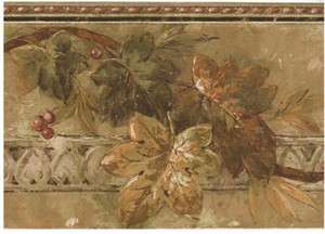   Leaf Berry Vine Molding Tuscany Tan Beige Brown Rust Wall paper Border
