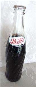 1960 12 oz. Pepsi Cola, Full Swirl Embossed Glass Bottle  