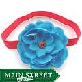 Bow Clippeez 2 Envy Turquoise and Red Boutique Flower Headband 