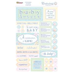  Beginnings Baby Shower Cardstock Stickers: Arts, Crafts 