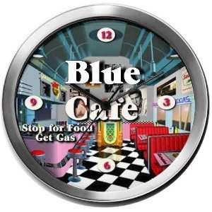  BLUE 14 Inch Cafe Metal Clock Quartz Movement Kitchen 