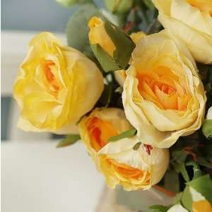   : Artifical Flora White or Yellow Rose   Bouquet 6pcs: Home & Kitchen