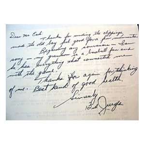    Billy Jurges Autographed / Signed Letter Sports Collectibles