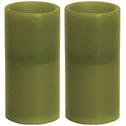 Flameless Green Pillar Candles (Set of 2)  Overstock
