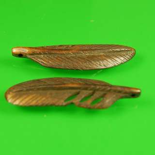 40mm Handmade Carved Bone Coffee Feather Plume Beads FS  