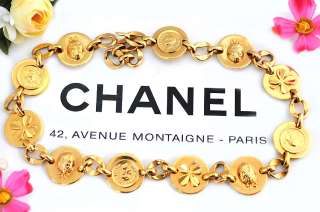 Vintage CHANEL coin charm 1980s runway costume long gold chain 