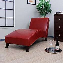 Cleo Burnt Red Leather Chaise  