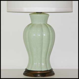   Regency Chinoiserie Crackle Glaze Porcelain Lamp Mid Century Oriental
