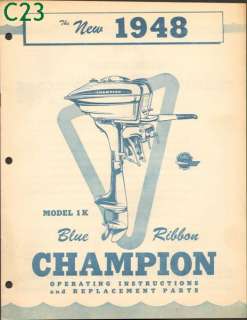 Antique Champion outboard owners manual parts catalog  