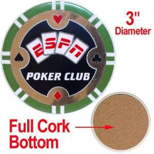  ESPN® Poker Club Ceramic Coaster   Green Kitchen 