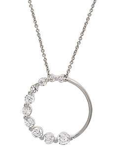   Sterling Silver Cubic Zirconia Circle Journey Pendant  Overstock