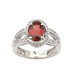14k Gold Red Spinel and 1/5ct TDW Diamond Ring  Overstock