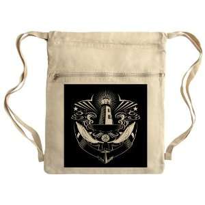   Messenger Bag Sack Pack Khaki Lighthouse Crest Anchor 