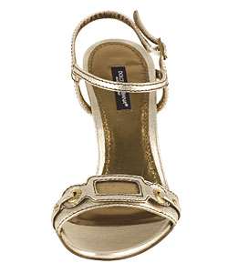 Dolce & Gabbana Metallic Gold Leather Wedge Sandals  Overstock