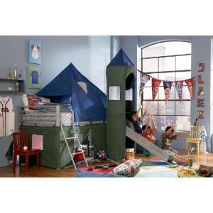   Boys Blue & Green Twin Tent Bunk Bed with Slide: Home & Kitchen