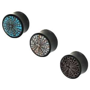 Horn   Wild Tribe Saddle Double Flare Organic Turquoise Color Plugs 