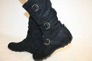 NIB Womens Micro Suede Mid Calf Flat boots  