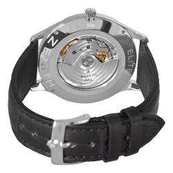   Elite Ultra Thin Black Dial Leather Strap Watch  Overstock