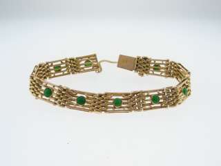 Vintage Estate Green Jade 18grams Solid 18k Yellow Gold 7 Bracelet 