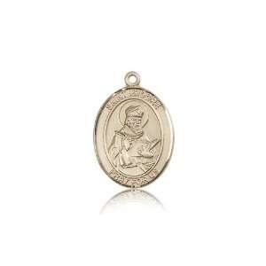 14kt Gold St. Saint Isidore of Seville Medal 3/4 x 1/2 Inches 8049KT 