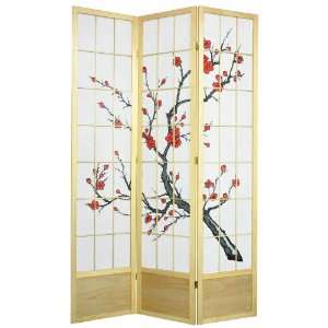 Cherry Blossom 84 inch Shoji Screen Room Divider, Natural, 110W x .75D 
