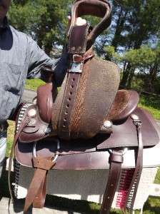 16 Seat Used King Series Brown Leather Western Saddle #KS516 W/ Back 