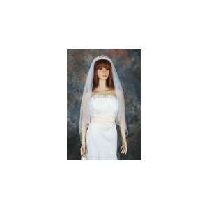  1T White Angel Cut Chapel Plain Bridal Veil Cut Edge 