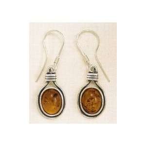Baltic Amber Oxidized Sterling Silver Earrings on French Wire   13/16 