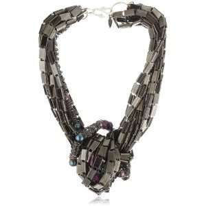  T.Cyia Apropos Multi Chain Gunmetal Knot Necklace 