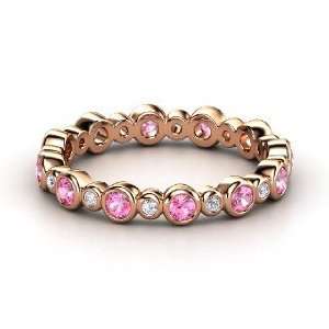 Heartbeat Band, 14K Rose Gold Ring with Pink Sapphire & Diamond