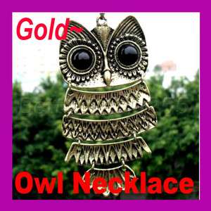 LovelyGold Owl Lampwork Pendant Necklace Vintage Copper  