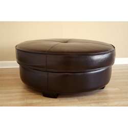 Howard Brown Bi cast Leather Large Round Ottoman  