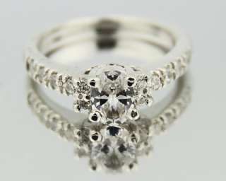 Solid 14k White Gold Oval 1ct CZ Engagement Ring  