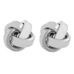 Rhodiumplated Sterling Silver Love Knot Earrings  Overstock