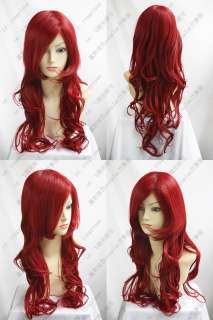Excellent New Long Dark Red Cosplay Party Wavy Wig  
