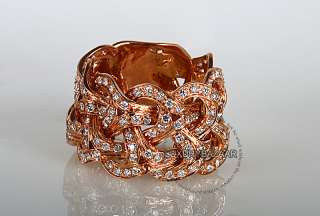 18K Rose Gold Versace Atelier Collection Diamond Weave Ring  