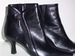   Boot Heels Womens Size 7 7M Black Leather Dress Square Toed  