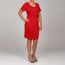 Tiana B. Womens Plus Size Red Ponte Knit Dress  Overstock