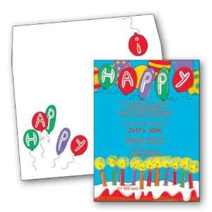 Birthday Party Invitation with Coordinating Envelope   Package of 25