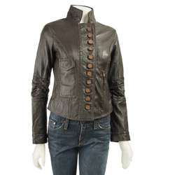 Chaudry Womens Mandarin Collar Leather Jacket  Overstock