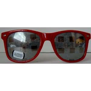   80s Retro Checkered Mirrored Sunglasses (Red)