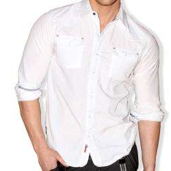 191 Unlimited Mens White Button front Slim Fit Shirt  