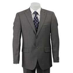 Sean John Mens Grey Sharkskin 2 button Wool Suit  