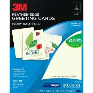 3M Feather Edge Greeting Cards, Inkjet, 2 Sided Printing, Ivory, 5 1/2 