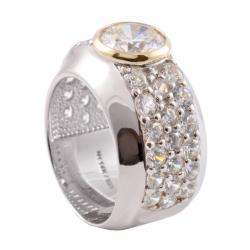 Michael Valitutti Signity 14k Gold and Silver Cubic Zirconia Ring 