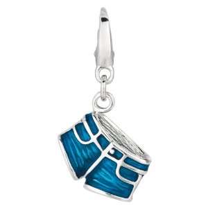  Sterling silver and Enamel DENIM SHORTS (Charm): Jewelry