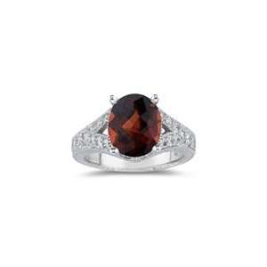  0.63 Cts Diamond & 2.80 Cts Garnet Ring in 18K White Gold 