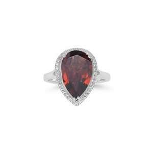  0.19 Cts Diamond & 5.02 Cts Garnet Ring in Silver 8.0 