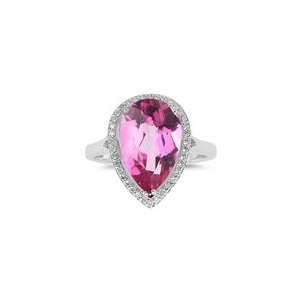  0.19 Cts Diamond & 4.55 Cts Mystic Pink Topaz Ring in 