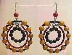 Treska KASHMIR colorful beaded triple hoop wire / wires earrings, R$18